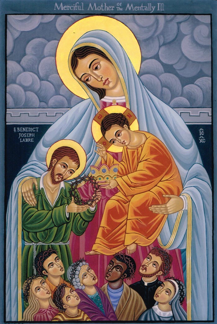The Icon of the Merciful Mother of the mentally ill (MMOMI) belongs to the Guild of St Benedict Joseph Labre. No reproduction or use is possible without permission from Timothy Duff Co Founder and Guardian.